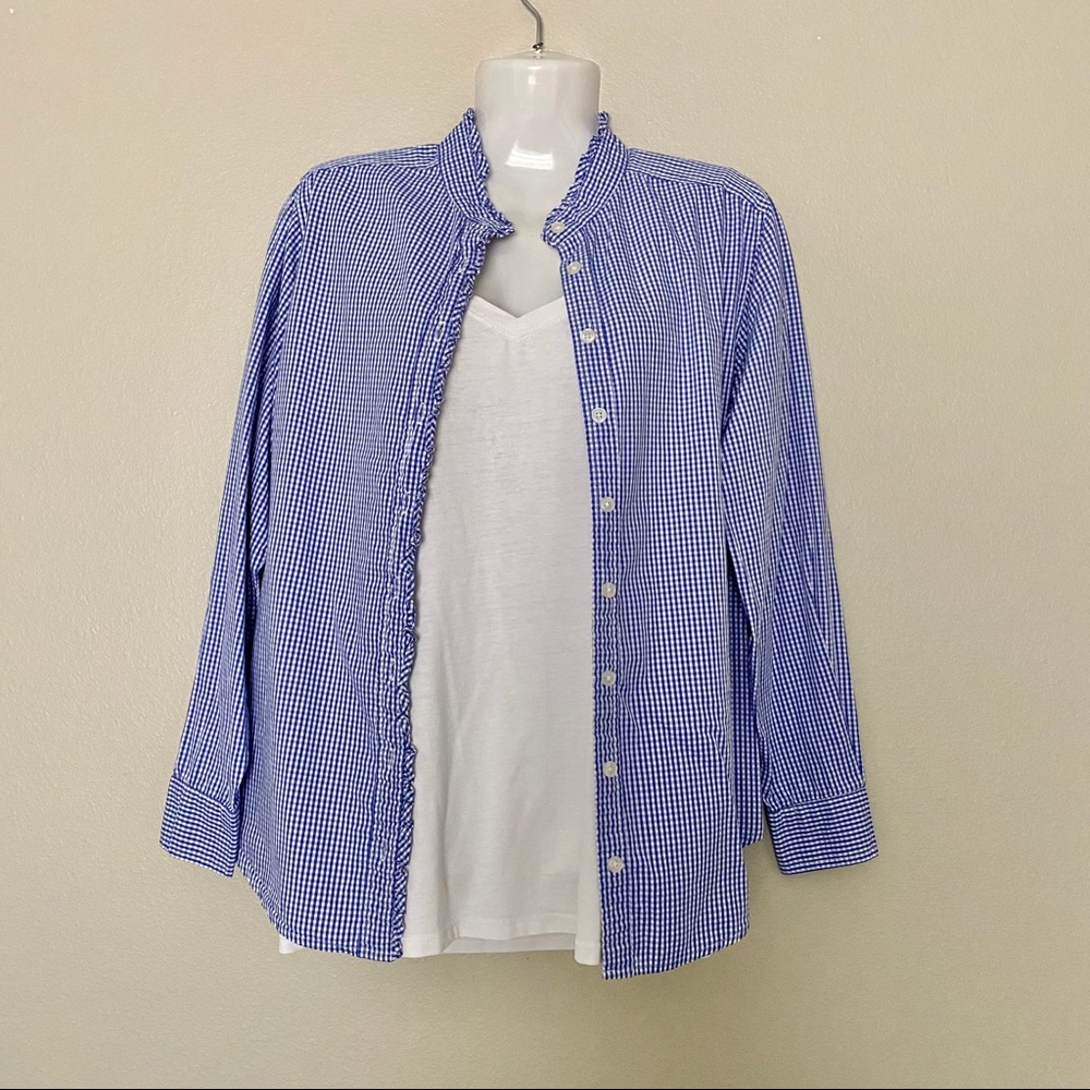 Women’s Blue & White Gingham Button Down